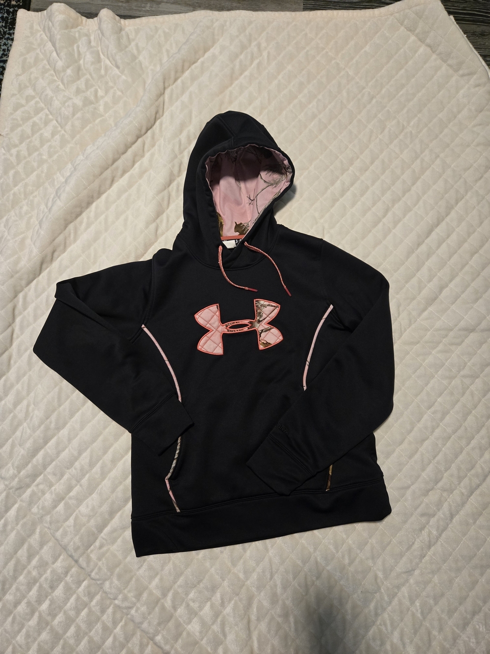 Under Armour Black Hoodie with Pink Accent and Camo Logo